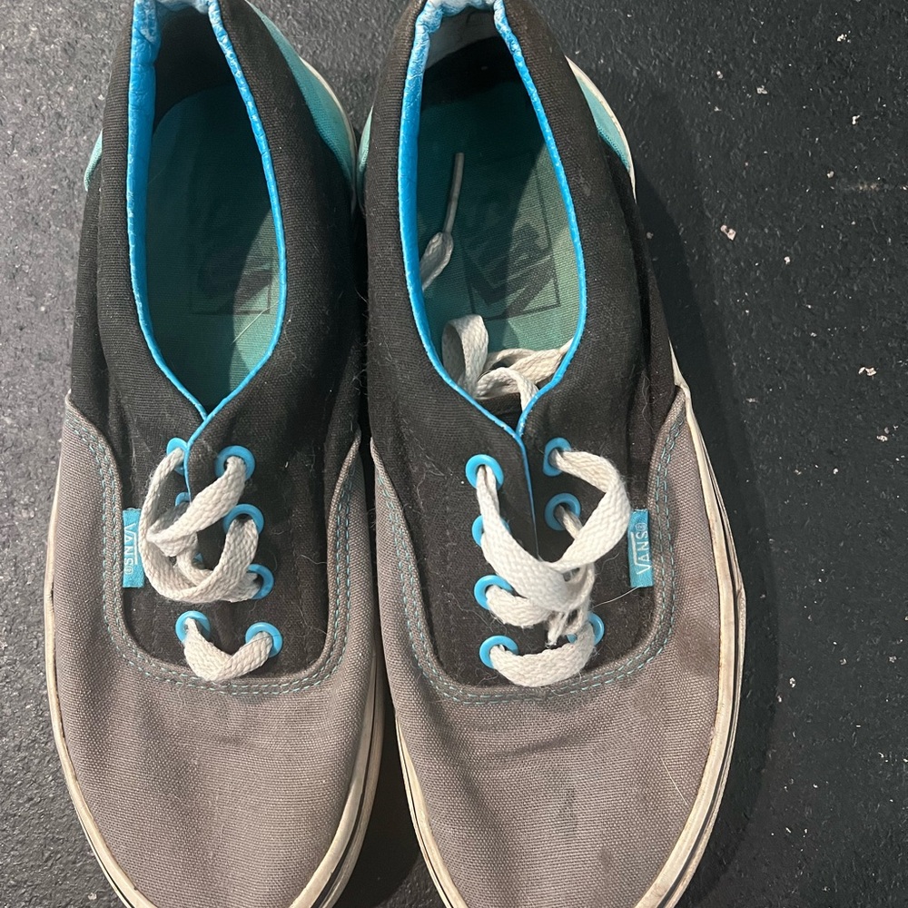 Vans Black and Gray Sneakers with Blue Highlights